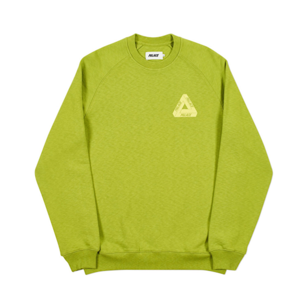 Palace Logo Slub Crew Neck Long Sleeve Pullover Sweatshirt Lime Green Small